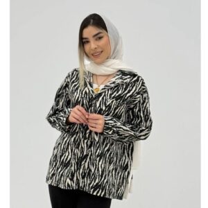 شومیز مونا ینزی چاپی مشکی کد 2108