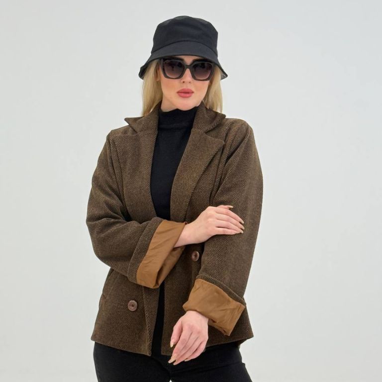 کت فرشته روناک جناغی آستر دار کد 0018