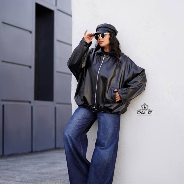 کت رها چرم مشکی آستردار کد 0086