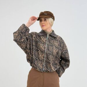 بامبر مروارید روناک پلنگی آستردار کد 0109