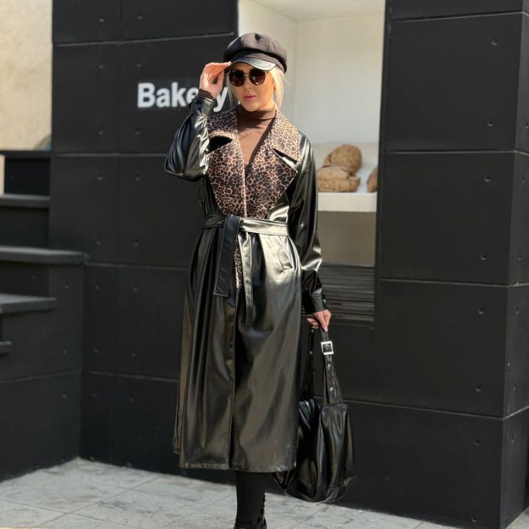 پالتو الیزابت روناک پلنگی/چرم آستردار کد 0120