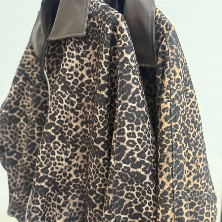 بامبر مروارید روناک پلنگی آستردار کد 0109