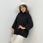 عکس مدل با شومیز محرمی تک رنگ مشکی کد 0297