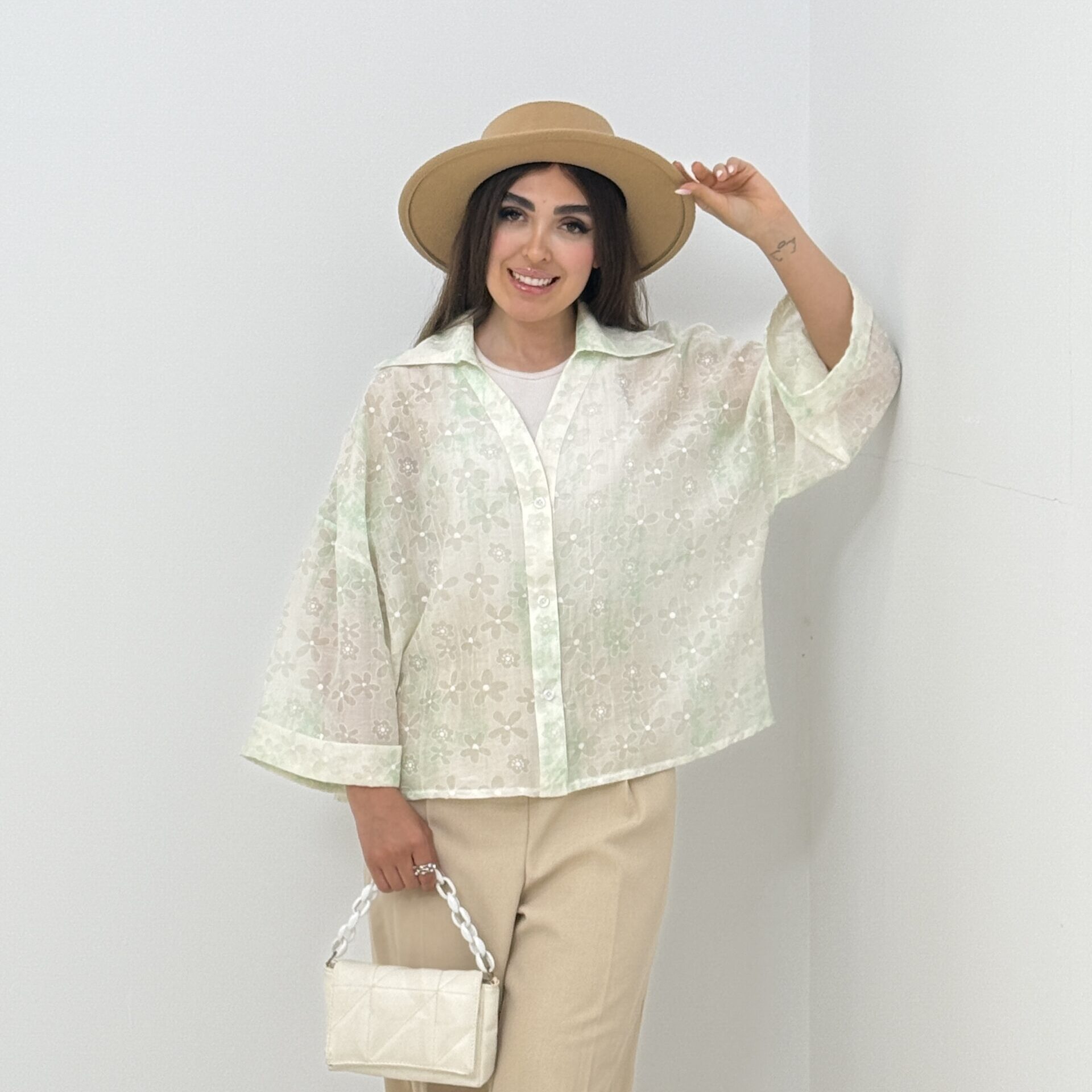 0282_1 شومیز مدل فریال شیشه ای گلدار کد 0282 - Image 1