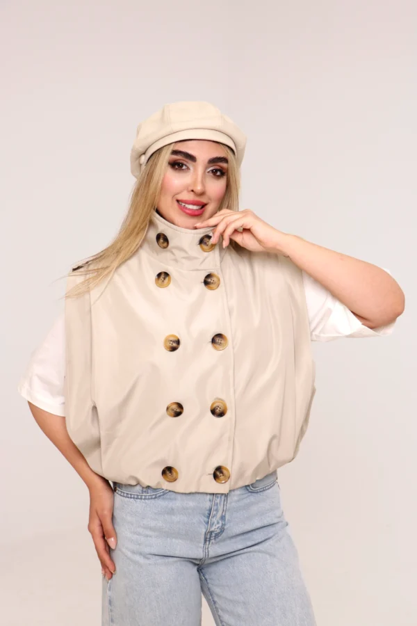وست زنانه عمده با جنس سانتانا آستردار مدل آوان- کد 9027